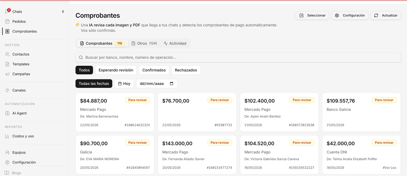 Los comprobantes de tus clientes, ordenados